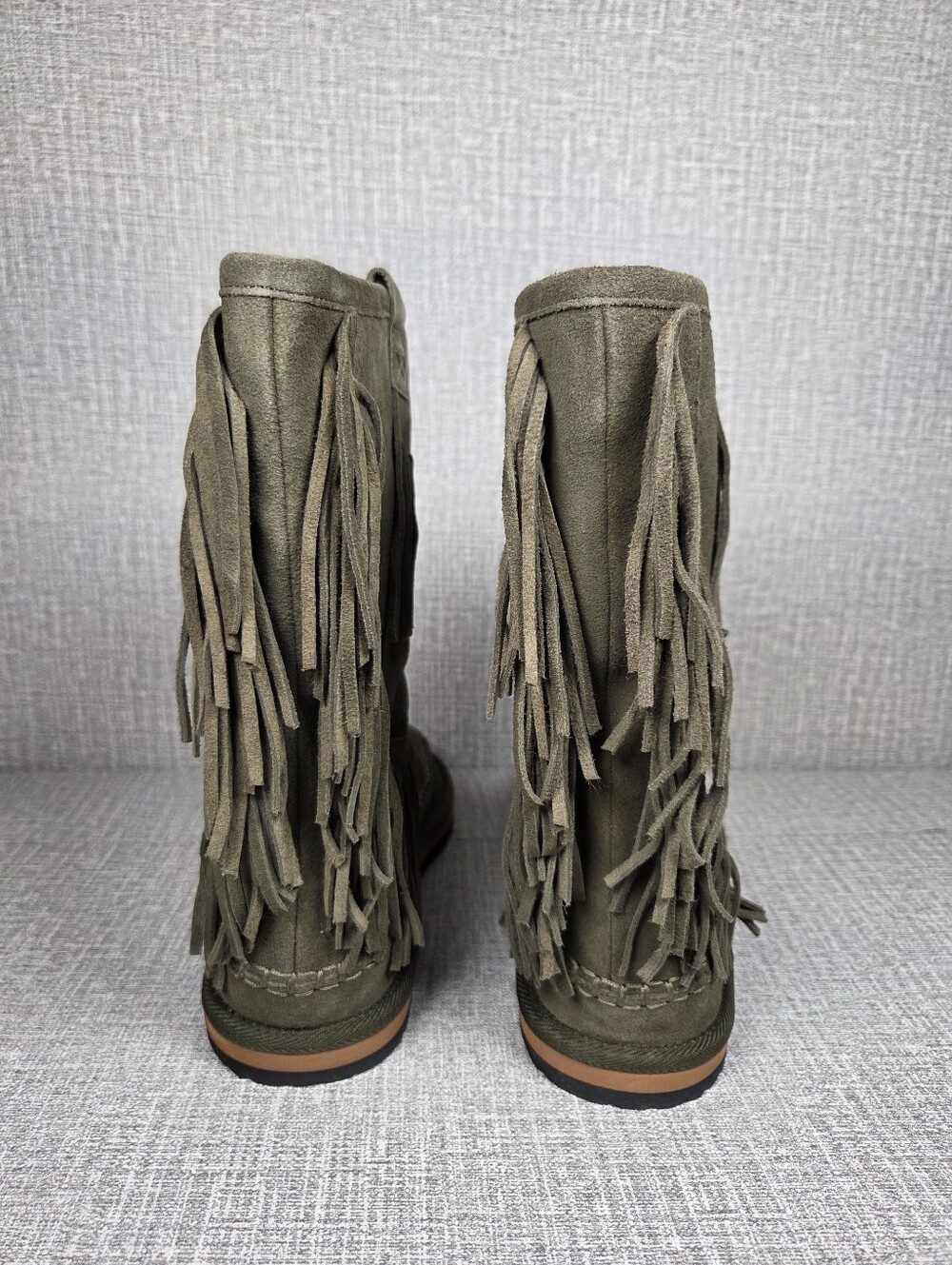 Free People NEW Faye Fringe Pull-On Boots Olive Green Suede Women's 9 $198 - Picture 5 of 11